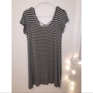 Comfy Gray and Black Striped Dress Size Medium